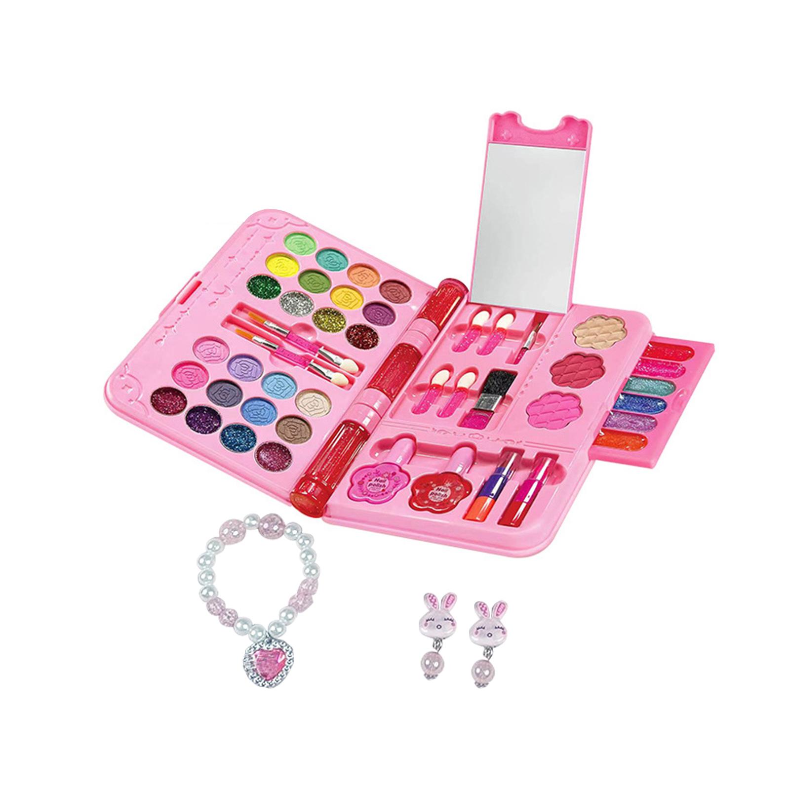 Children Makeup Playing Box, Cosmetics Makeup Toy Playset, Makeup Vanity Toy, Portable Pretend Play Makeup Toy Set for Toddlers