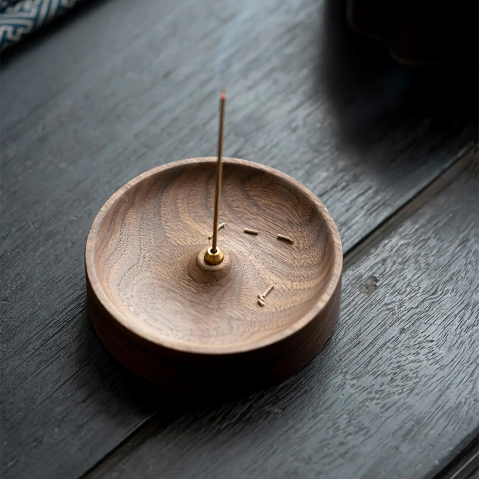 Wooden Round Incense Burner Incense Sticks Holder Ash Catcher Incense Bowl for Yoga Living Room Teahouse Meditation Home Decor