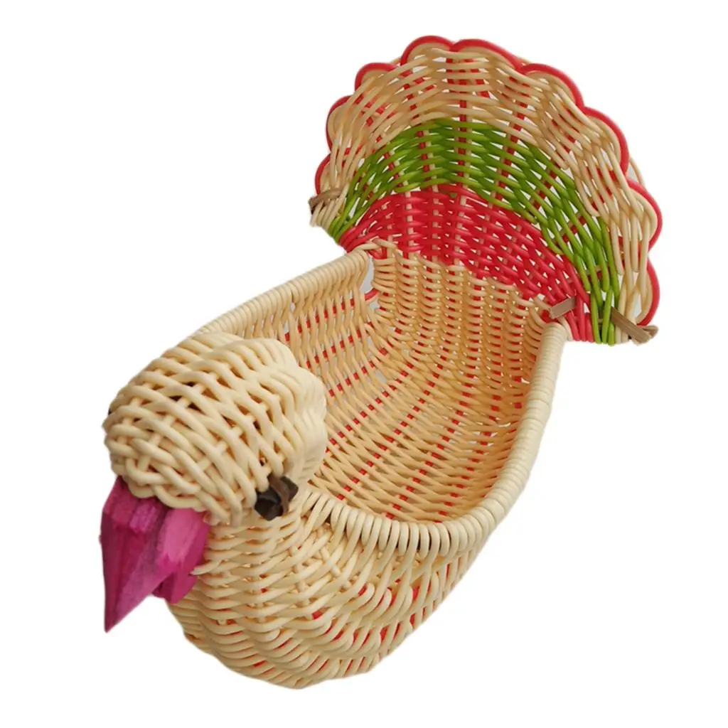  Little Turkey Shape Imitation Rattan Bread Fruit Basket Snacks 