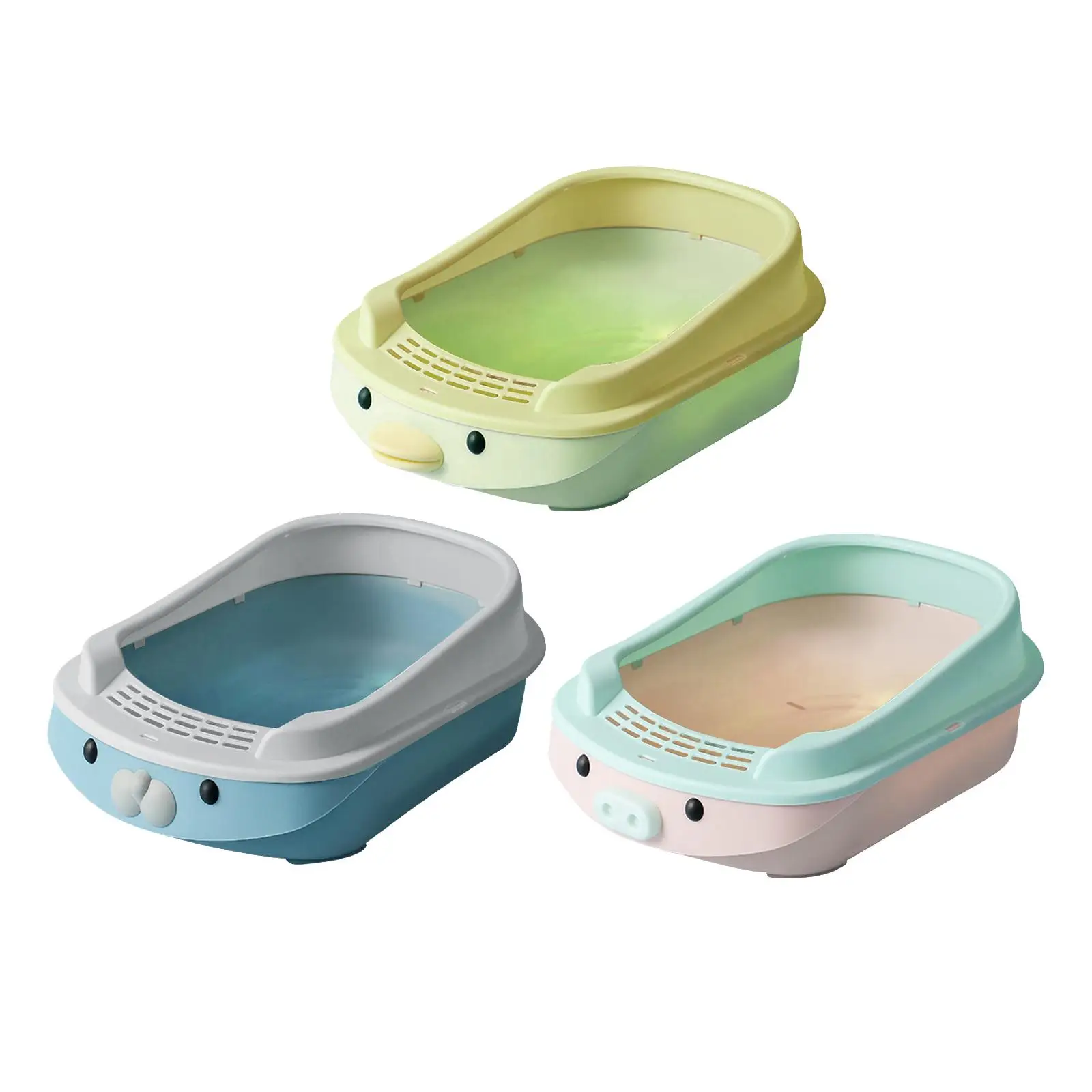 Semi Enclosed Litter Pan Sturdy Cat Bedpan Cats Litter Pan Kitten Potty Toilet for Kittens to Senior Cats Dogs Small Pets Kitty