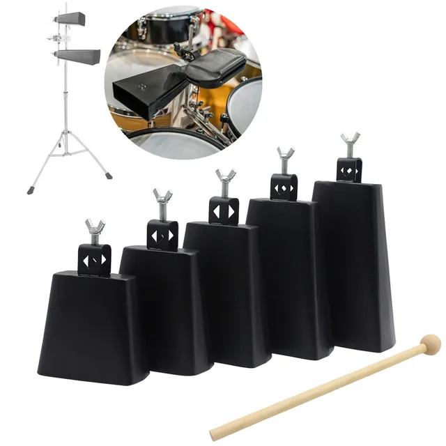 Metal Cow Bell Noise Maker Hand Percussion Instrument Cowbell with Stick  for Drum Set5 Inch / 12.7cm