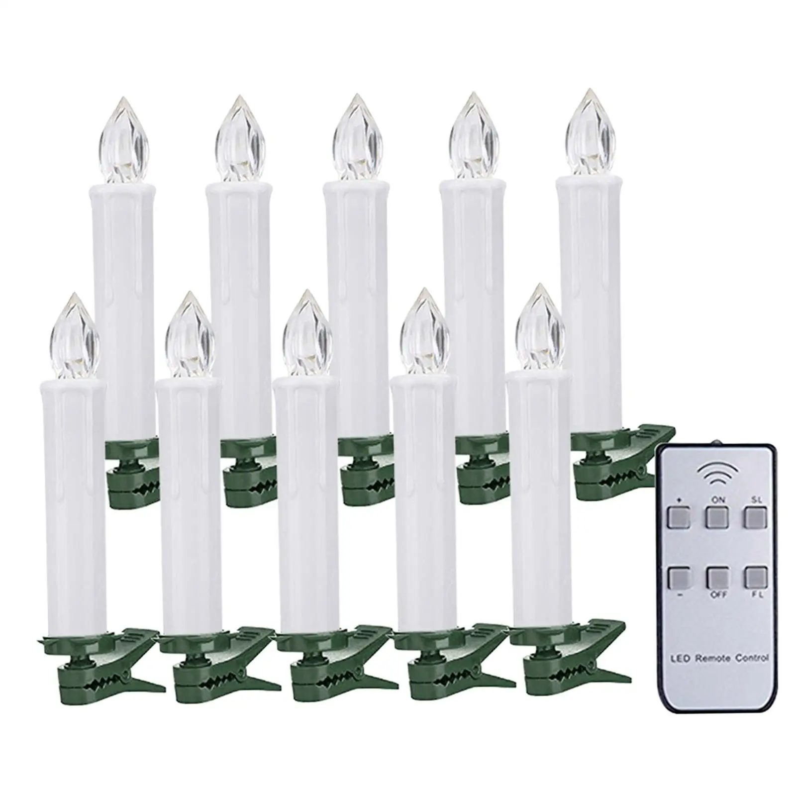 10Pcs Candle Light Taper Candles Chirstmas Tree Electric Flickering for Wedding