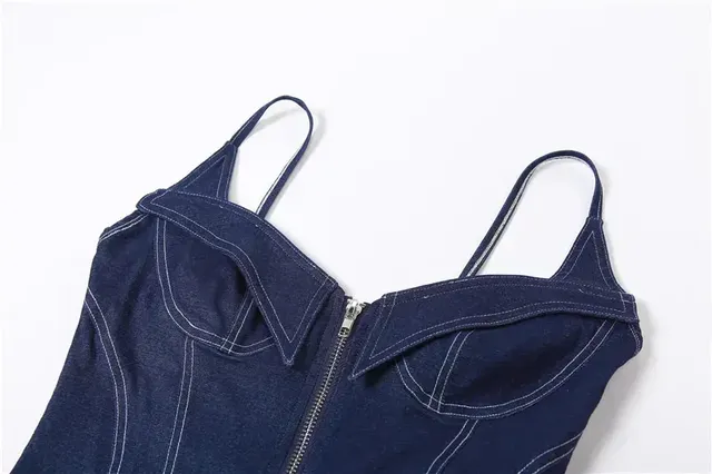 Denim Bodysuit Long Sleeve Off Shoulder 34