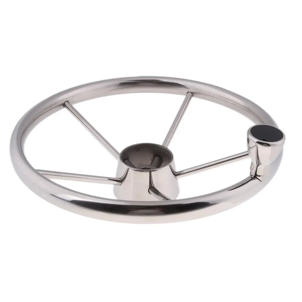 Marine Boat Steering Wheel, 5 Spoke Stainless Steel, 3/4inch Shaft Tapered