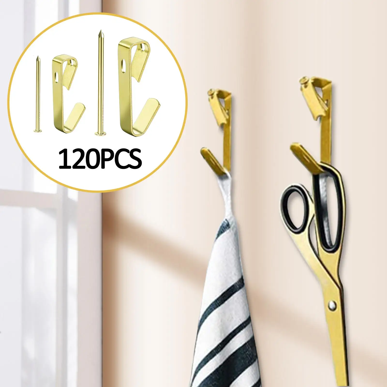120x Picture Hooks with Nails High Heeled Style Painting Hanger Picture Hangers for Mirror Wooden Jewelry Office Fabric Wall