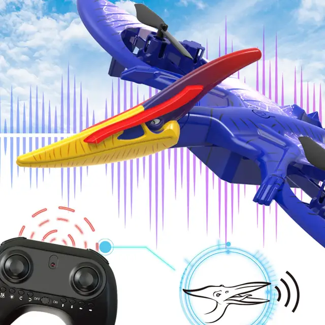 Remote-control Flying Pterodactyl flaps its wings and screeches