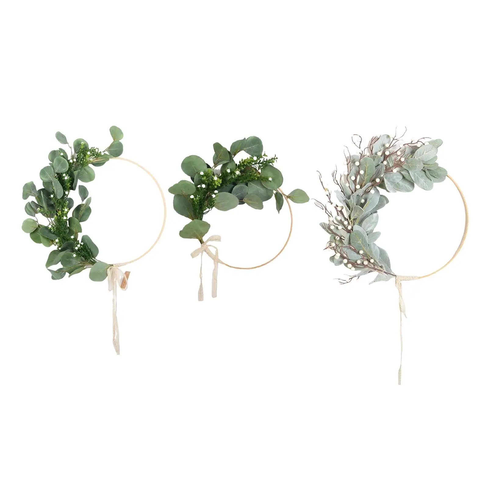 Artificial Flowers Spring Hoop Wreath Floral Decor for Tree Indoor Wall Hanging Ornaments