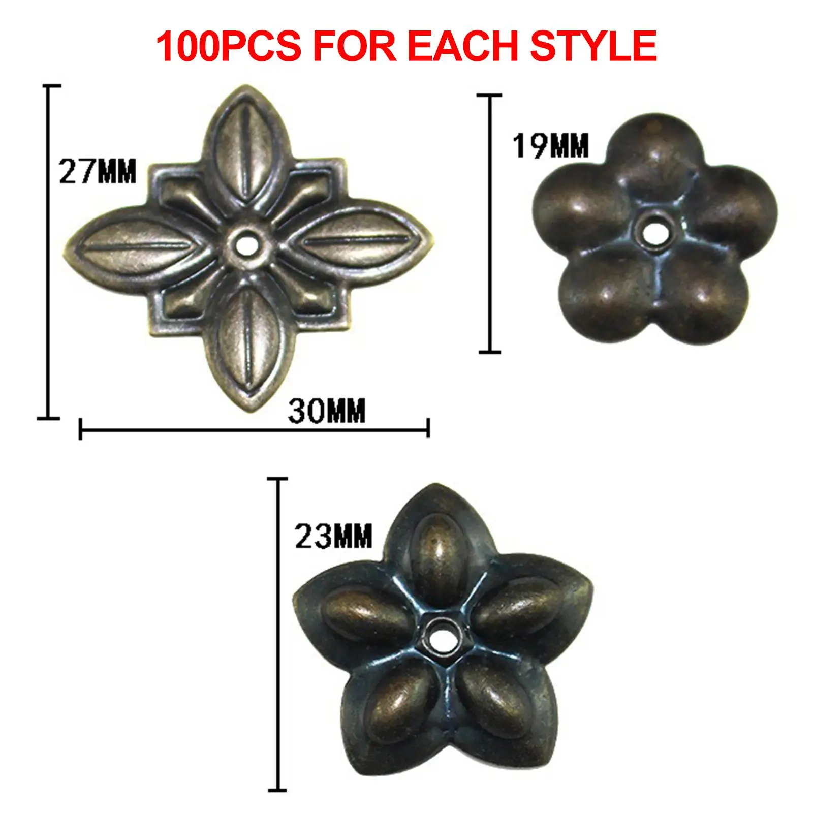 100x Bronze Upholstery Tacks, Furniture Nails Studs for Cupboard Furniture Decorations