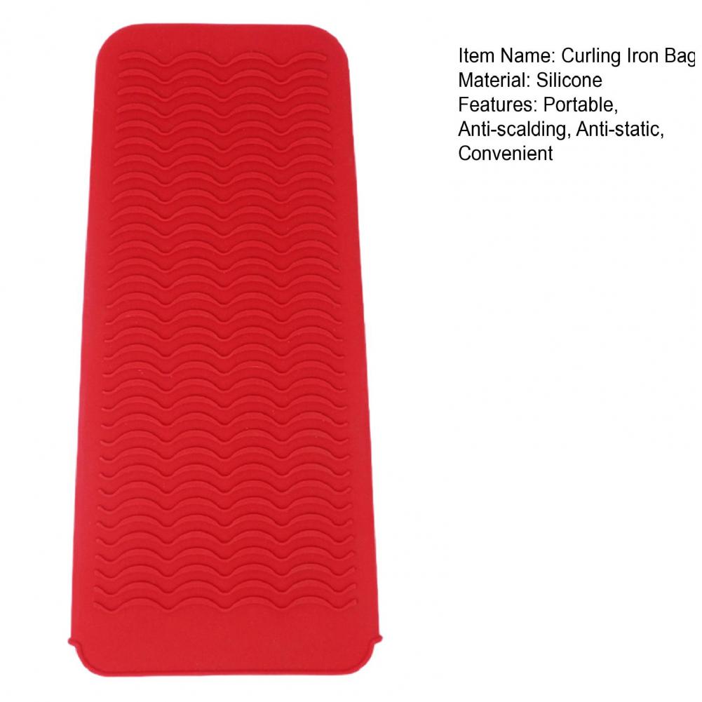 Description Picture 3 of itemHair Straightener Bag Portable Anti-scalding Curling Iron Holder Wave Pattern Silicone Heat Insulation Mat Home Supply