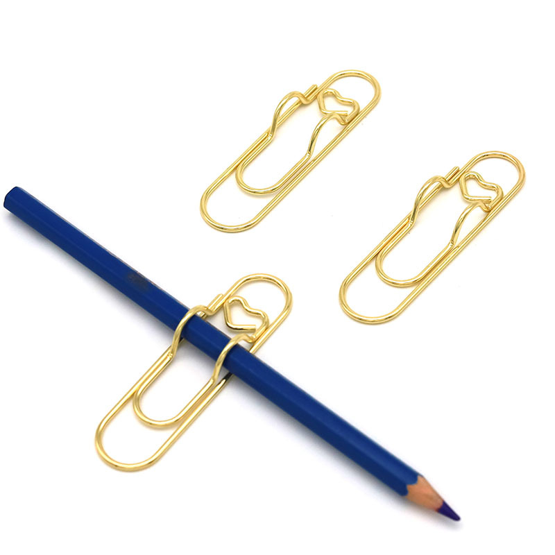 10 stücke herzförmige Metallstift clips Multifunktion stift clip halter Lesezeichen für Notizbücher Büroklammern Schreibwaren werkzeug – Detail 1