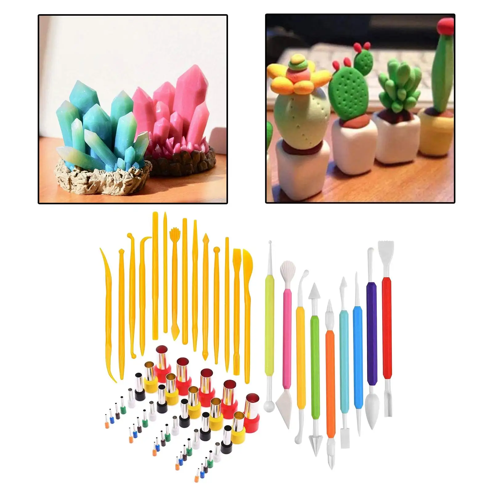 63x DIY Polymer Clay , Tools 8 Sizes Circle Shape Punch Tools Ceramics Dotting Tools for Crafts 