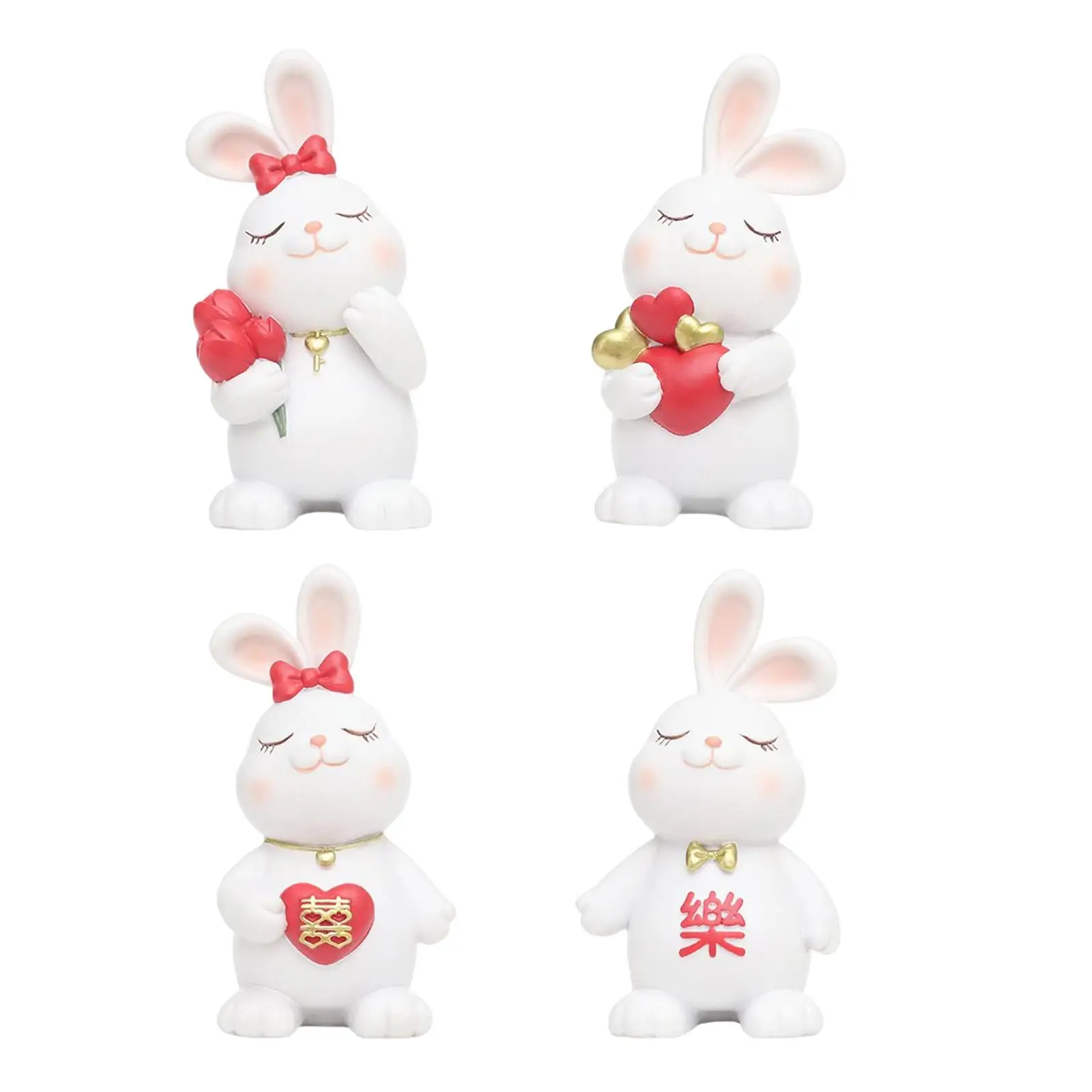 Bunny Resin Figurines Weddings Collectible Rabbit Statue for Decors Window