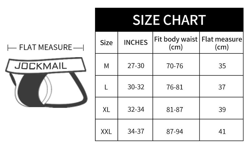 size chart g-strings and thongs