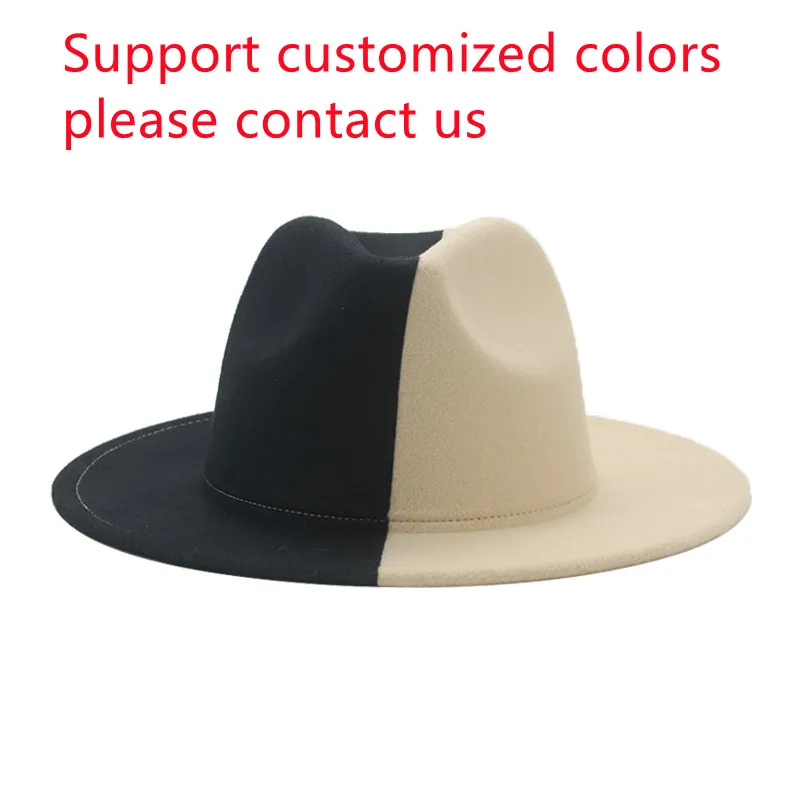 burgundy fedora hat Hat Hats for Women Fedoras Patchwork Felt Caps Men Fedora White Black New Fashion Luxury Hats for Men Sombreros De Mujer Gorros packable fedora