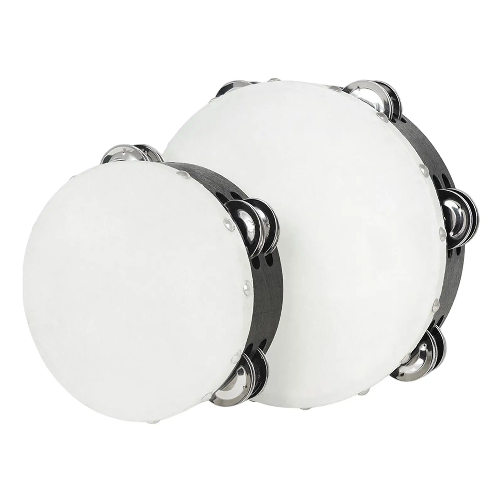 2x 8in 6in Double Tambourines Musical Instruments Manual Wooden Tambourine for Family Party Adults Church Kids