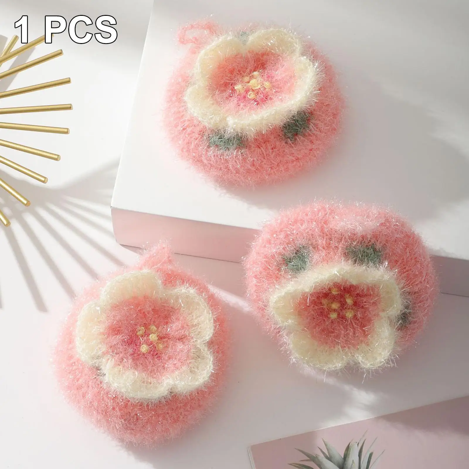 Acrylic Washing Towel Gadgets Multipurpose Dishcloth Dish Washing Brush Korea Sakura Shape Dish Cloth for Clean Tough Messes Pot