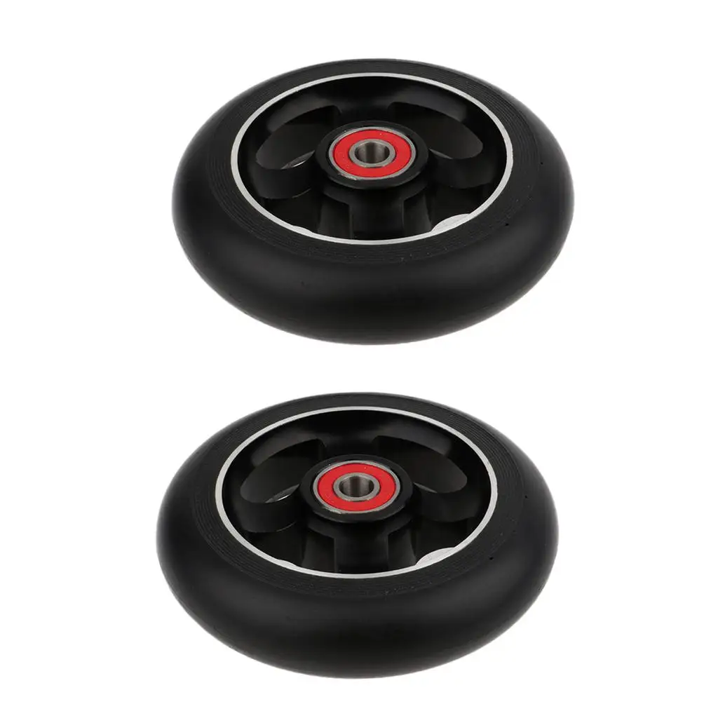 2pcs Replacement 100mm Kick/Scooter Wheels with Bearings & Bushings