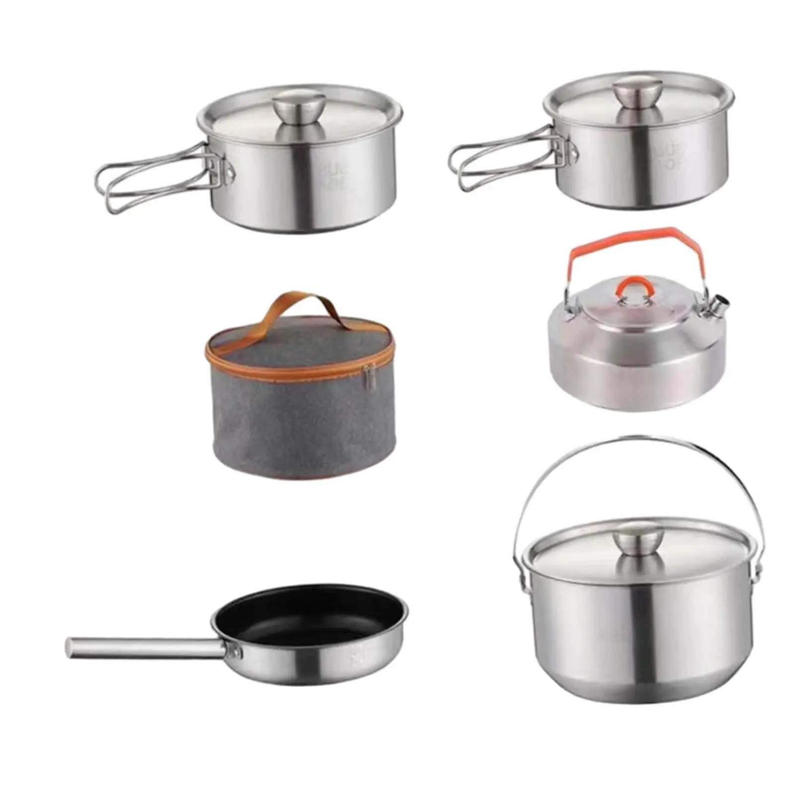 Camping Cookware Kit Outdoor Pot Stainless Steel Lightweight Cooking Set Cookset for Dinner Kitchen Travel Family Backpacking