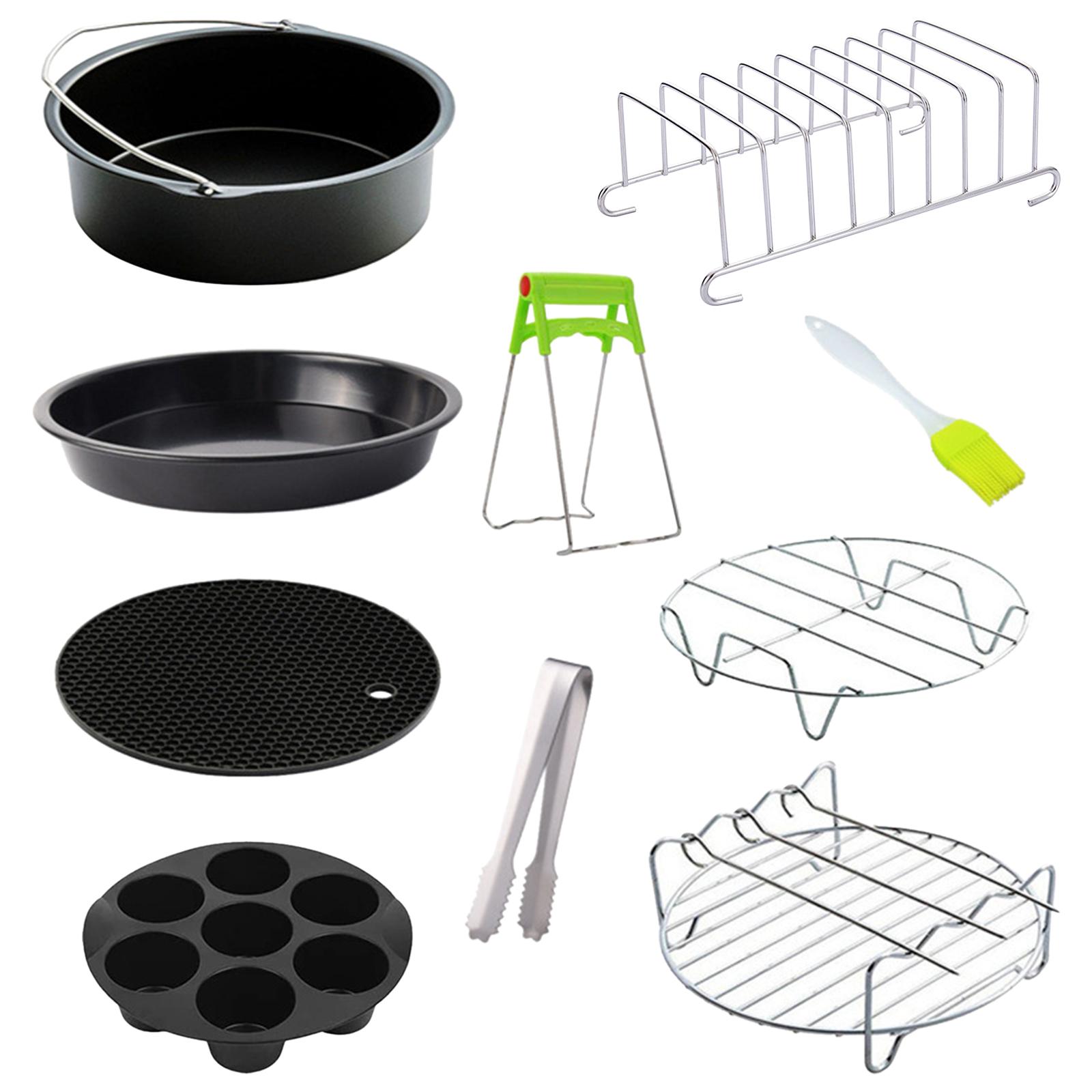 10x Air Fryer Accessories Bread Rack Pizza Pan Single Layer Steaming Rack for Baking Home Cooking