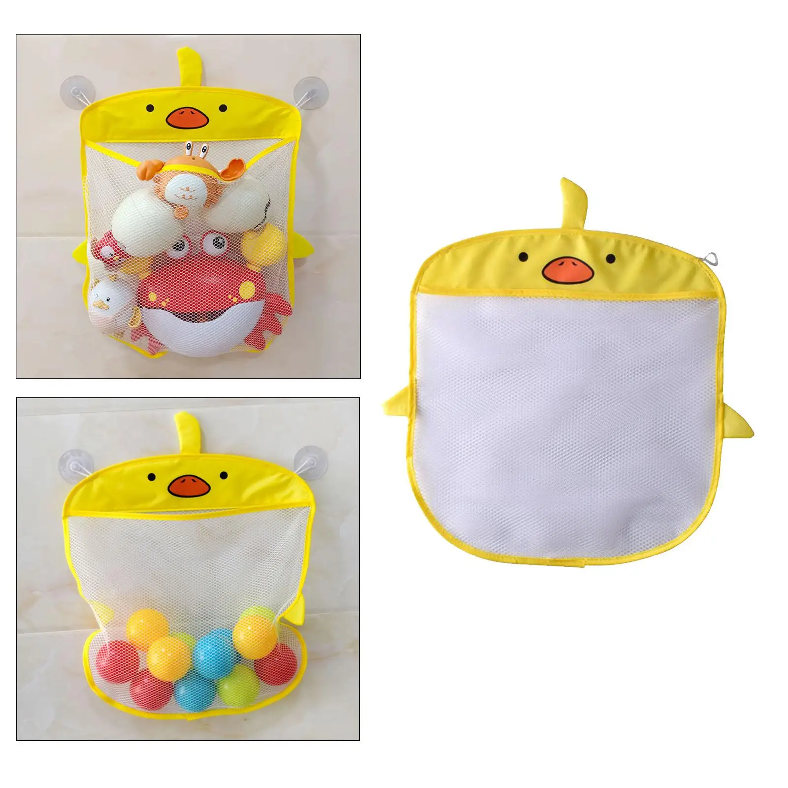 Hanging Bath Toy Storage Mesh Bag Mesh Beach Bag with Suction Cups Quick Drying Toy Organizer Mesh Bag for Toddlers Boys Girls