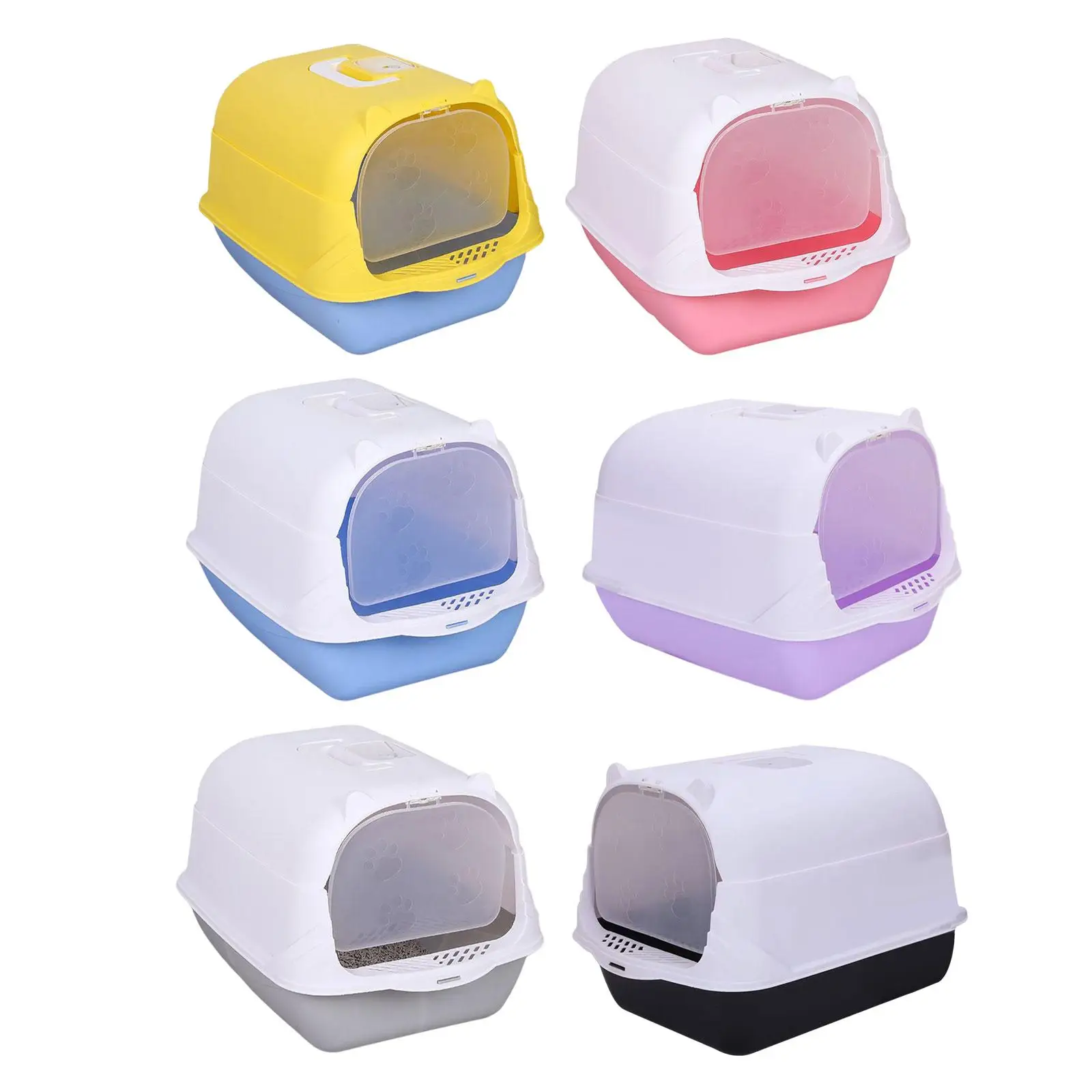 High Sided Hooded Cat Box Closed Litter Pan Bedpan with Gate Spoon Deep Loupet