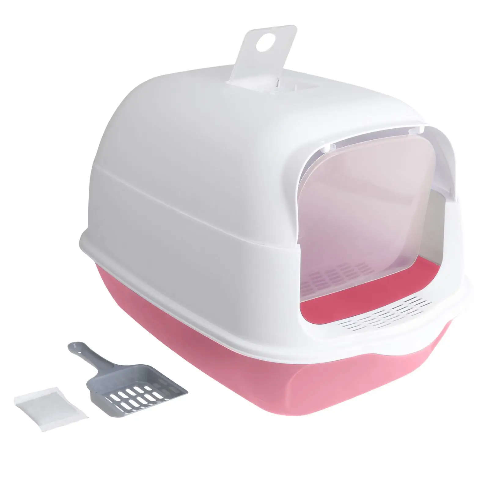 Hooded Cat Litter Box with Lid Enclosed Cat Toilet Reusable Kitten Potty