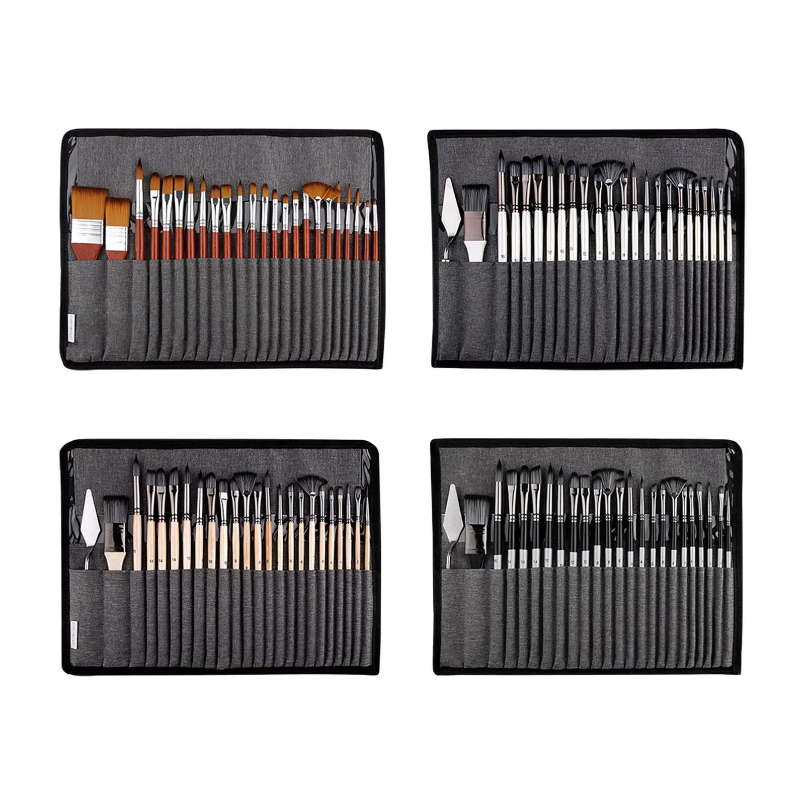 25x Painting Brushes Easy Cleaning Gouache Comfortable Gripping Watercolor Paint Brush Set with Storage Bag Paintbrushes