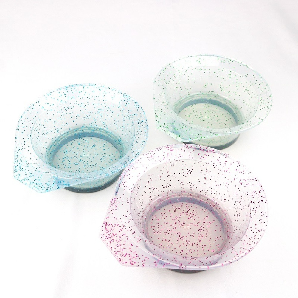 Description Picture 5 of item3 Colors Glitter Professional Hair Dye Bowl Mixing Tint Bowl Hair Coloring Mixing Suction Bowl Hairdressing Tool
