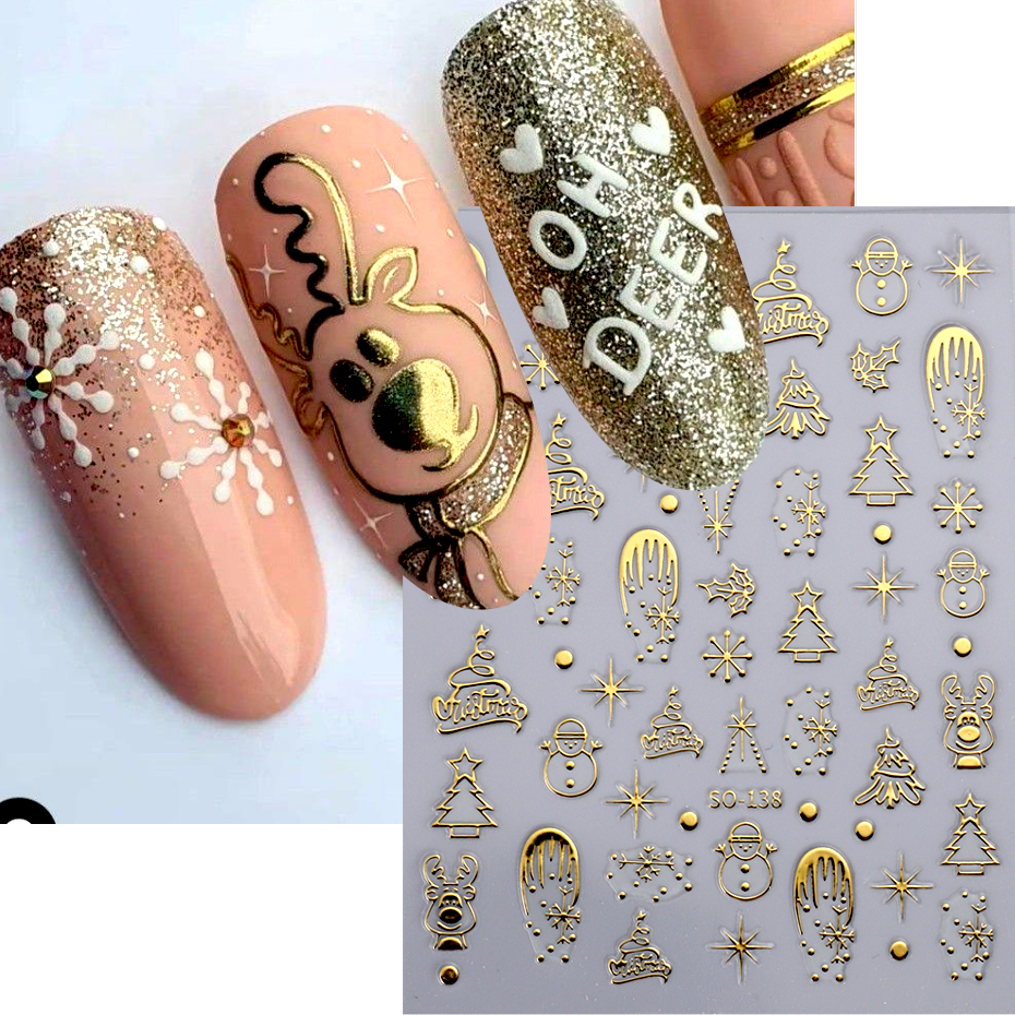 Best of 3D Gold Silver Christmas Nail Sticker Winter New Year Snowman Snowflake Decal Holographic Santa Tree Slider For Manicure Decor Reviews & Tips