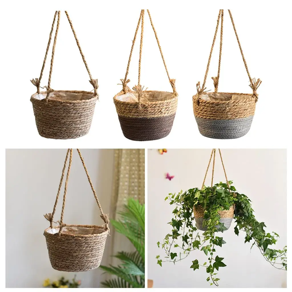 Cattail Hanging Planter Basket Indoor Outdoor Flower Pot Gardening Tool