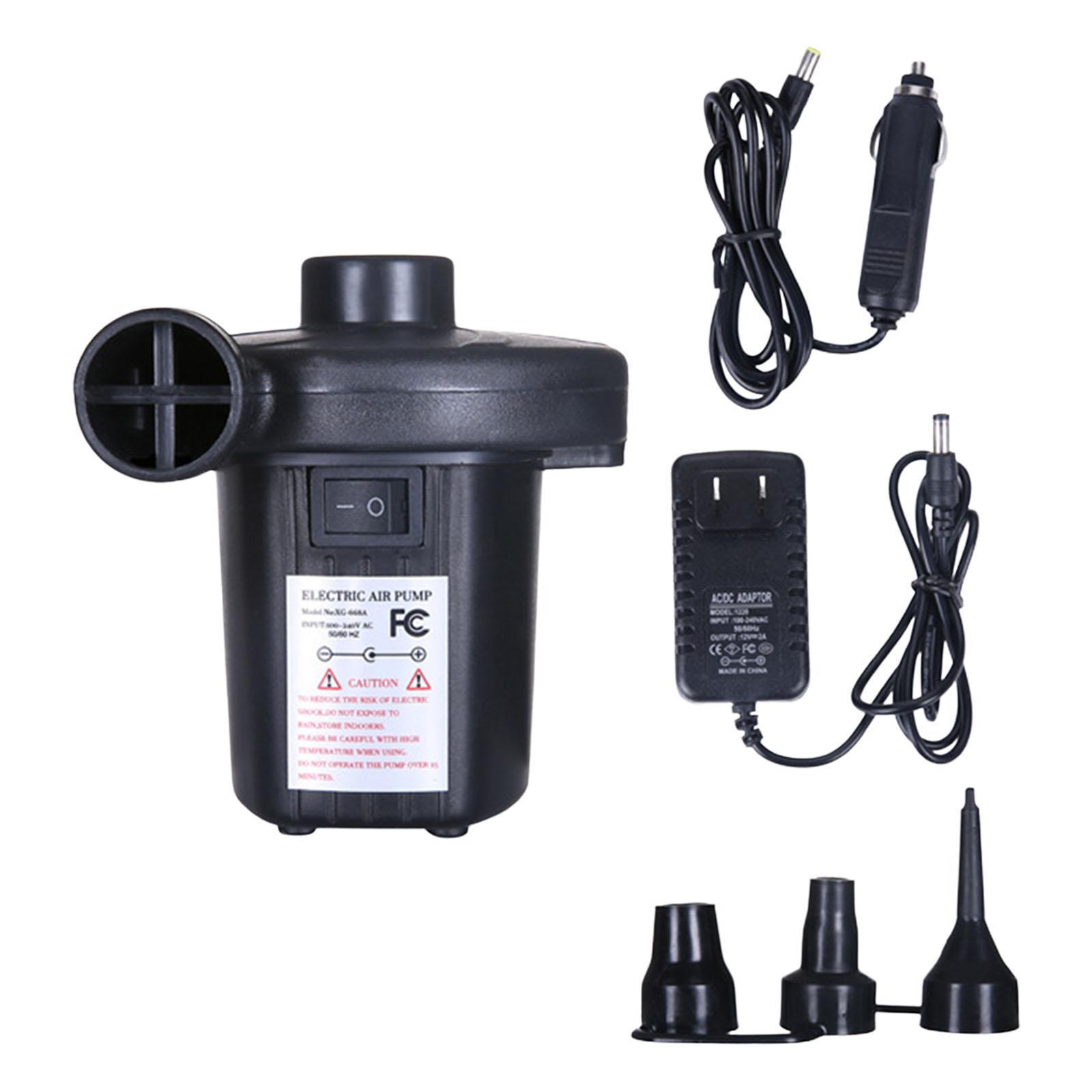 Electric Air Pump Portable ,with 3 Heads Nozzle Two Way Inflator Deflator for  Air Beds Cushions Mattress Boats Outdoor Camping