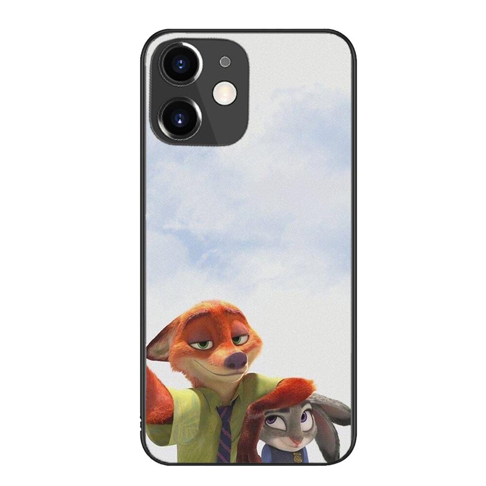 Zootopia cartoon Black mobile phone case For IPhone 13 12 11 Pro Max Mini SE XR X XS  Max 8Plus 7plus 6 6S  New Shell phone Case cute iphone xr cases