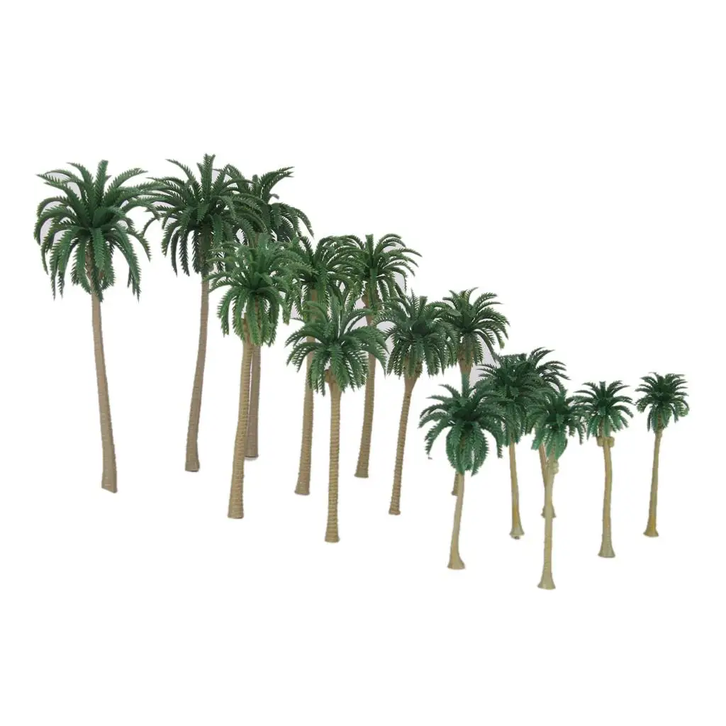15x HO N Scale Palm Tree Model 1:70-1:150 for Train Railway Sand
