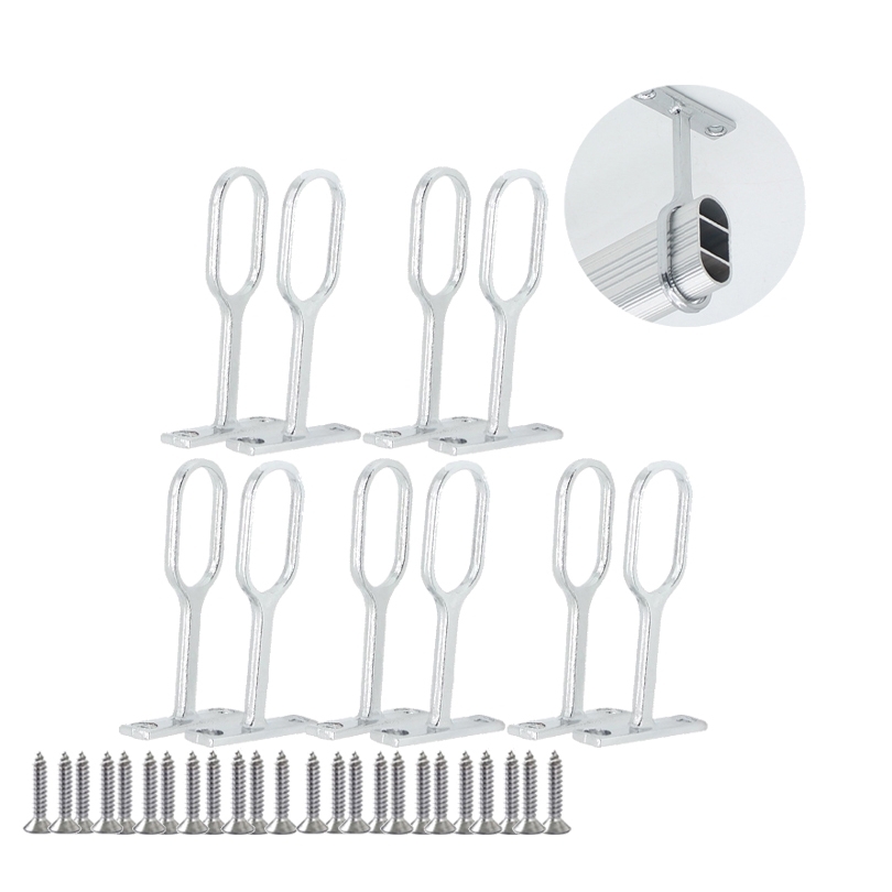 Description Picture 2 of item10pcs Zinc Alloy Curtain Flange Rod Holder with Screws Rail Rod Support Socket Closet Pole Sockets for Home Wardrobe