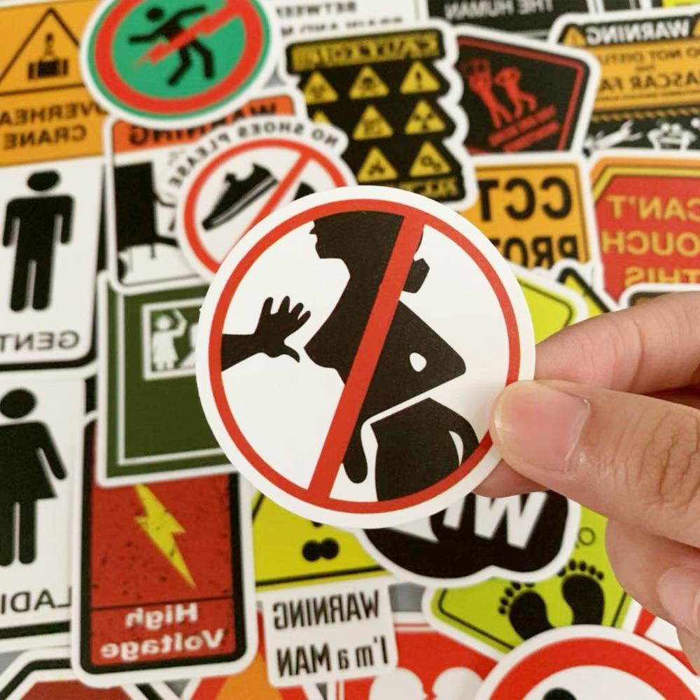 Title 4, 50PCS Cartoon Warning Sign Personality Graffiti...