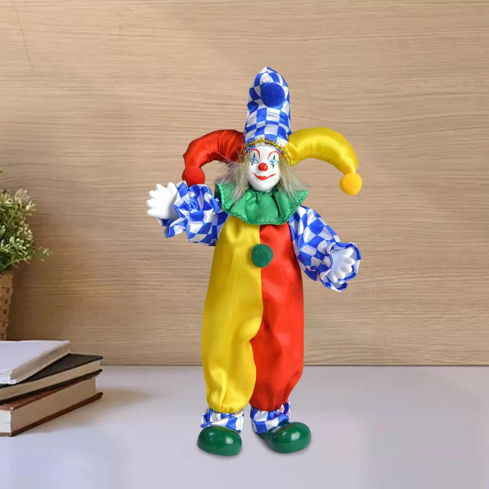24cm Tall Clown Doll Figure Movable Decorative for Living Room Office Gifts