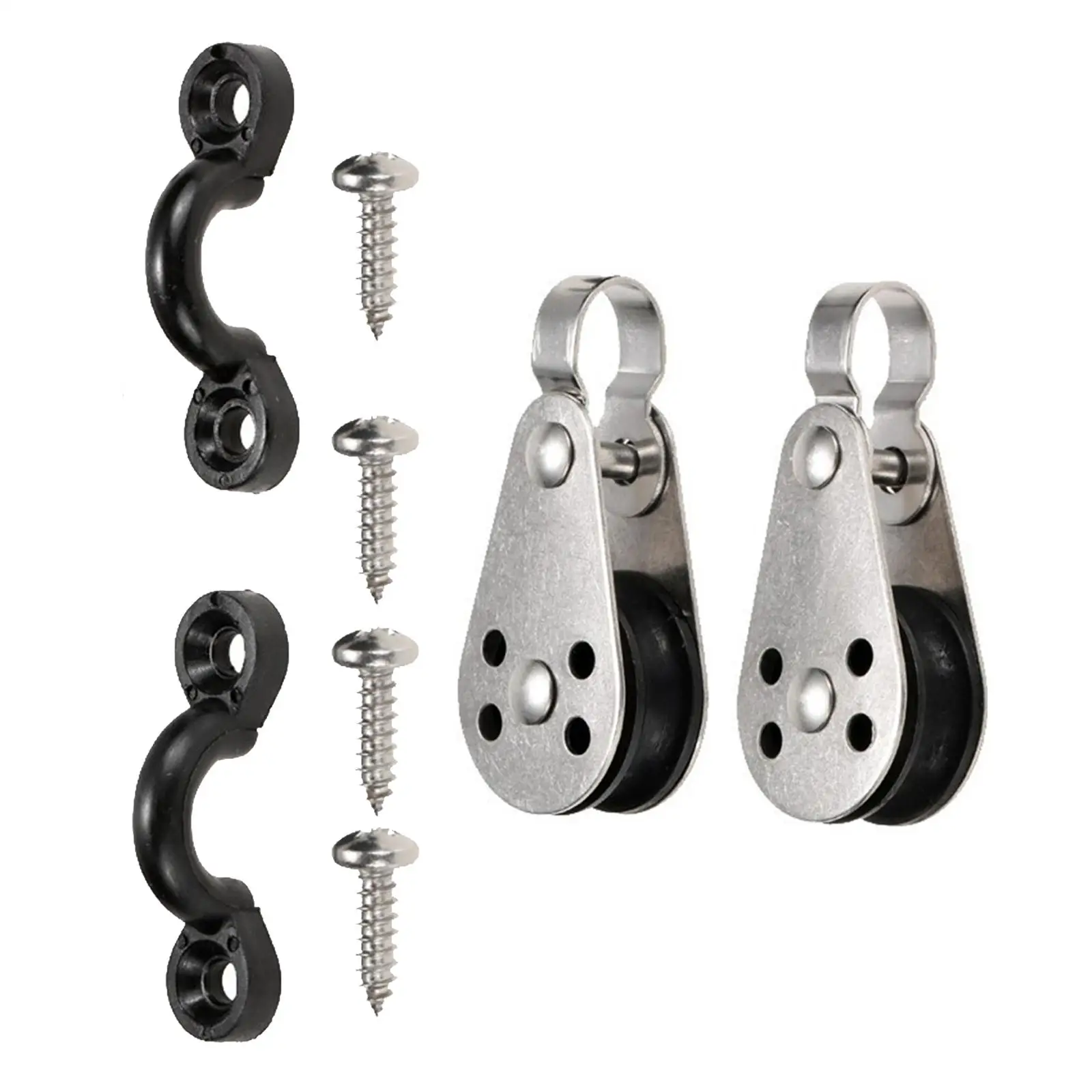 Kayak Anchor Trolley Kit 2 Pulley Blocks Screws Rivets Accessory for Rigging Tie