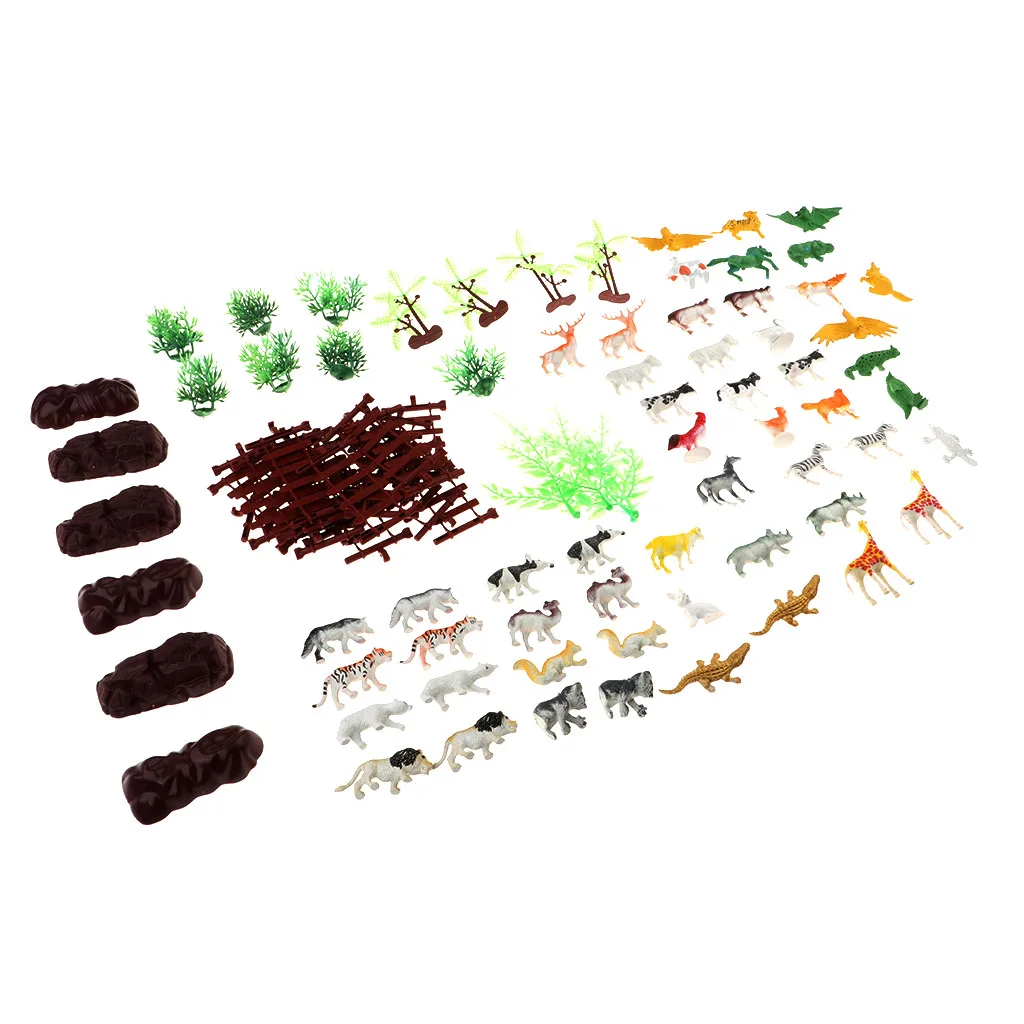 94pcs Simulated Zoo Model Forest Poultry Animals Kids Toys Scene Set