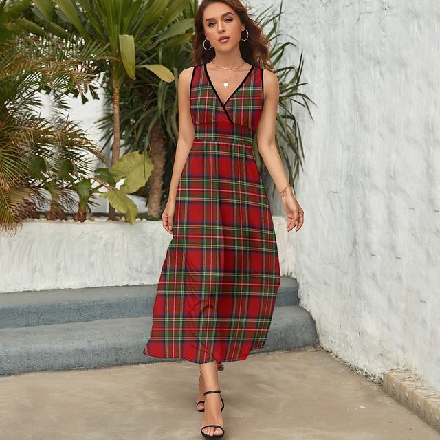 Royal Stewart Tartan Plaid Sleeveless Dress elegant women's sets