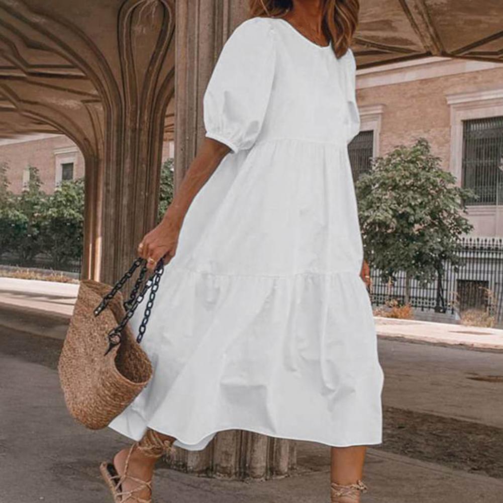 confortável vestido de praia, roupeiro lavável a máquina, cor brilhante, verão