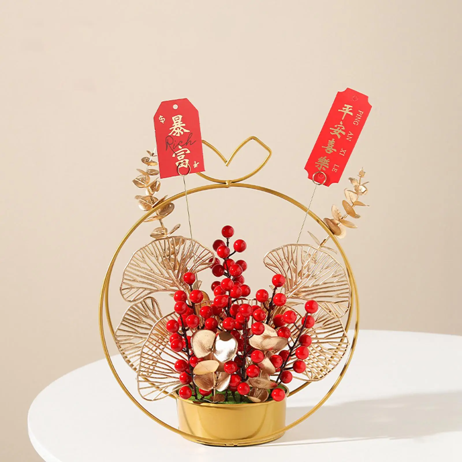 Chinese Style Flower Basket Ornament Decor for Indoor Thanksgiving Autumn