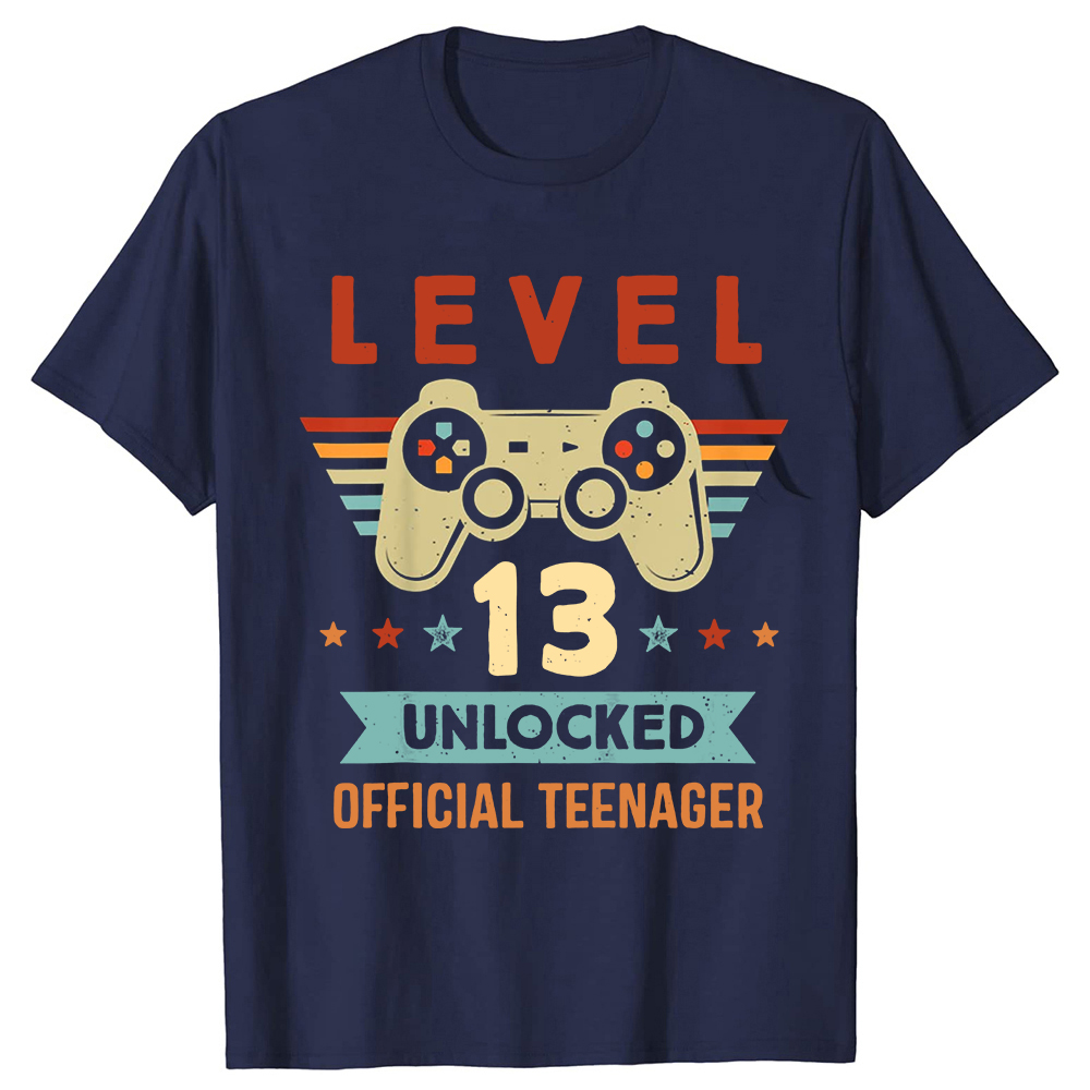 Level 13 entsperrt offiziellen Teenager 13. Geburtstag Gamer T-Shirts Sommer Streetwear Kurzarm offiziellen Teenager Geschenke T-Shirt – Detail 3