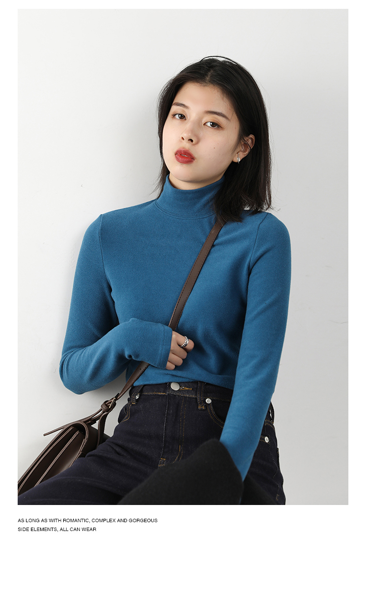 CHIC VEN Women Sweatshirt Turtleneck Pullovers Casual Solid Dralon Warm Bottom Blouse Office Lady Tops Autumn Winter 2023