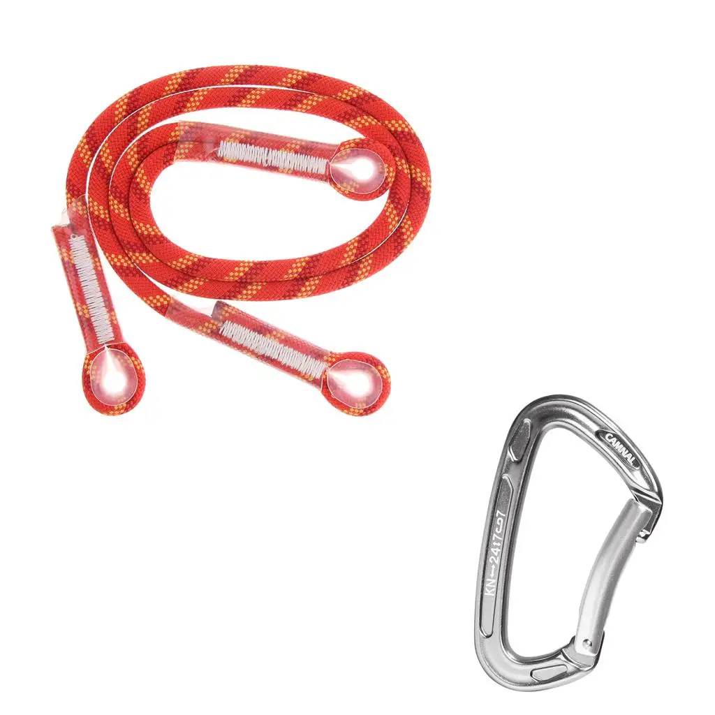 10.5mmx80cm Climbing Pre-sewn Eye-  Loop Cord With D Carabiner