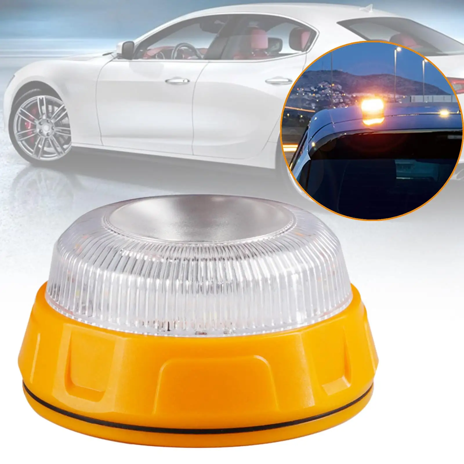 Traffic Warning Lights Waterproof Rechargeable Lights with Magnetic Base Flashing Lamp Emergency Lighting for Marine Car