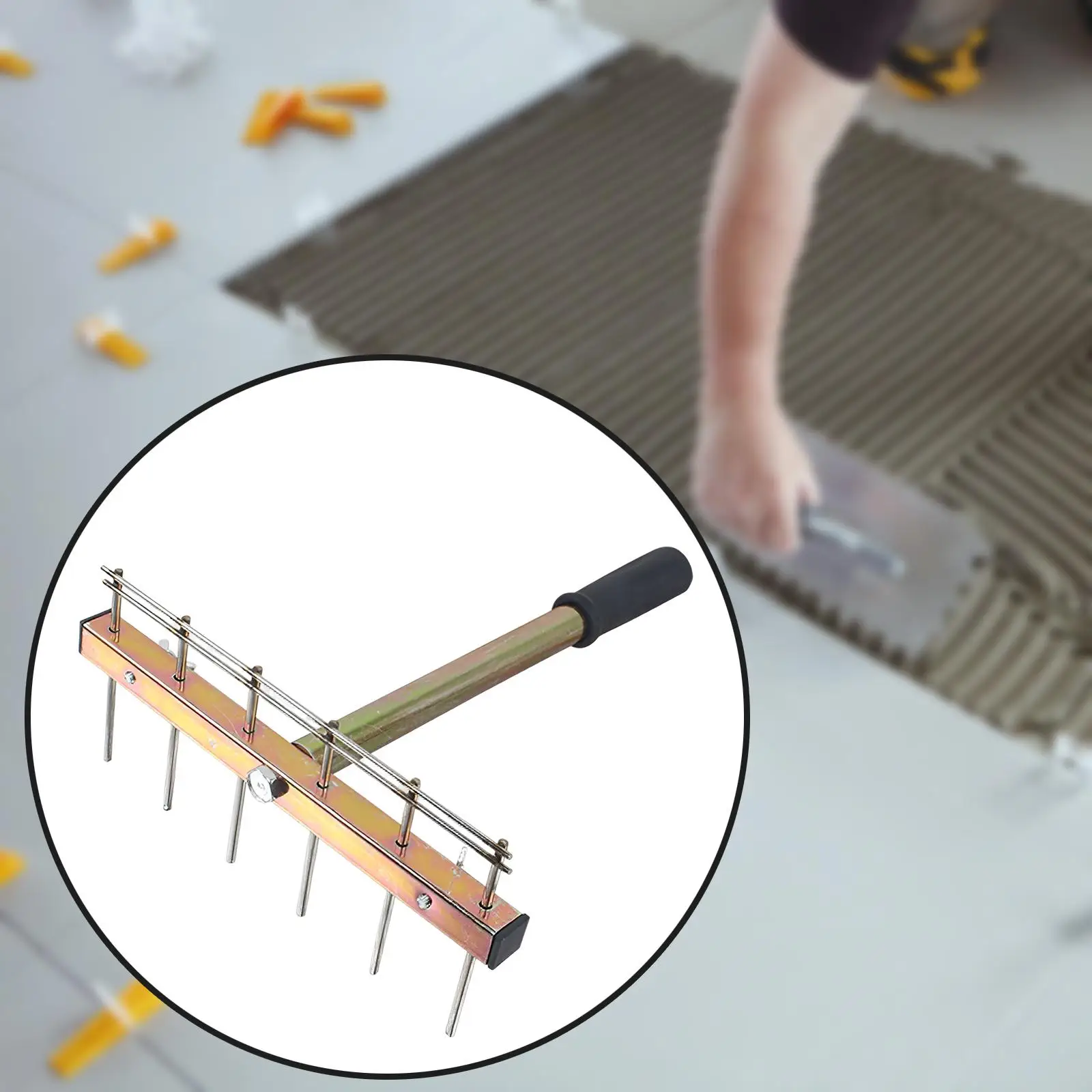 Floor Paving Tile Builder Tool Loosening Mortar Tines Tiles Laying Leveling System Tiling Masonry Tool Floor Ceramic Trowel