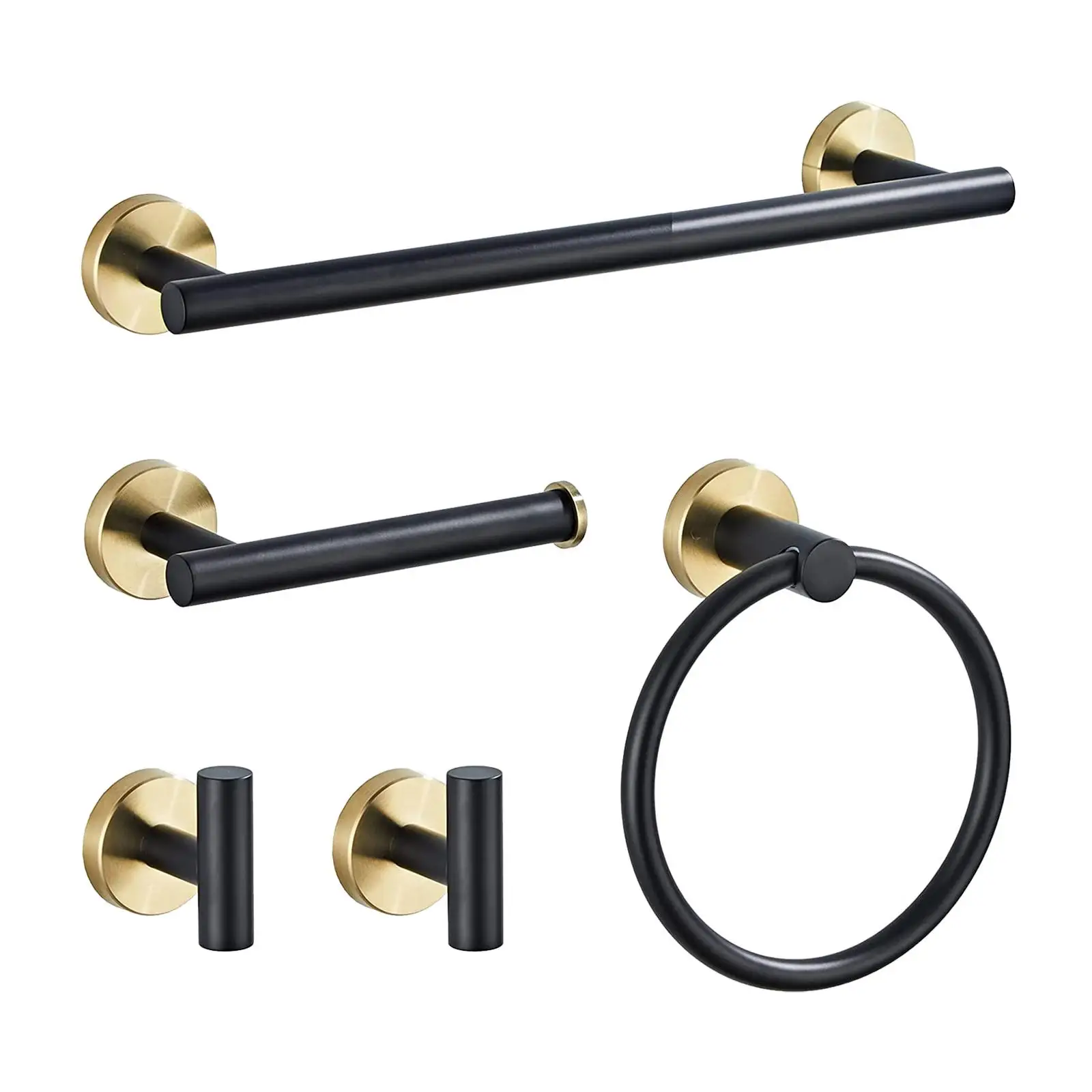 Wall Mounted Bath Hardware Set Hand Towel Bars Bath Towel Holder Tissue Roll Holder Towel Hooks for Washroom Home Room Hotel