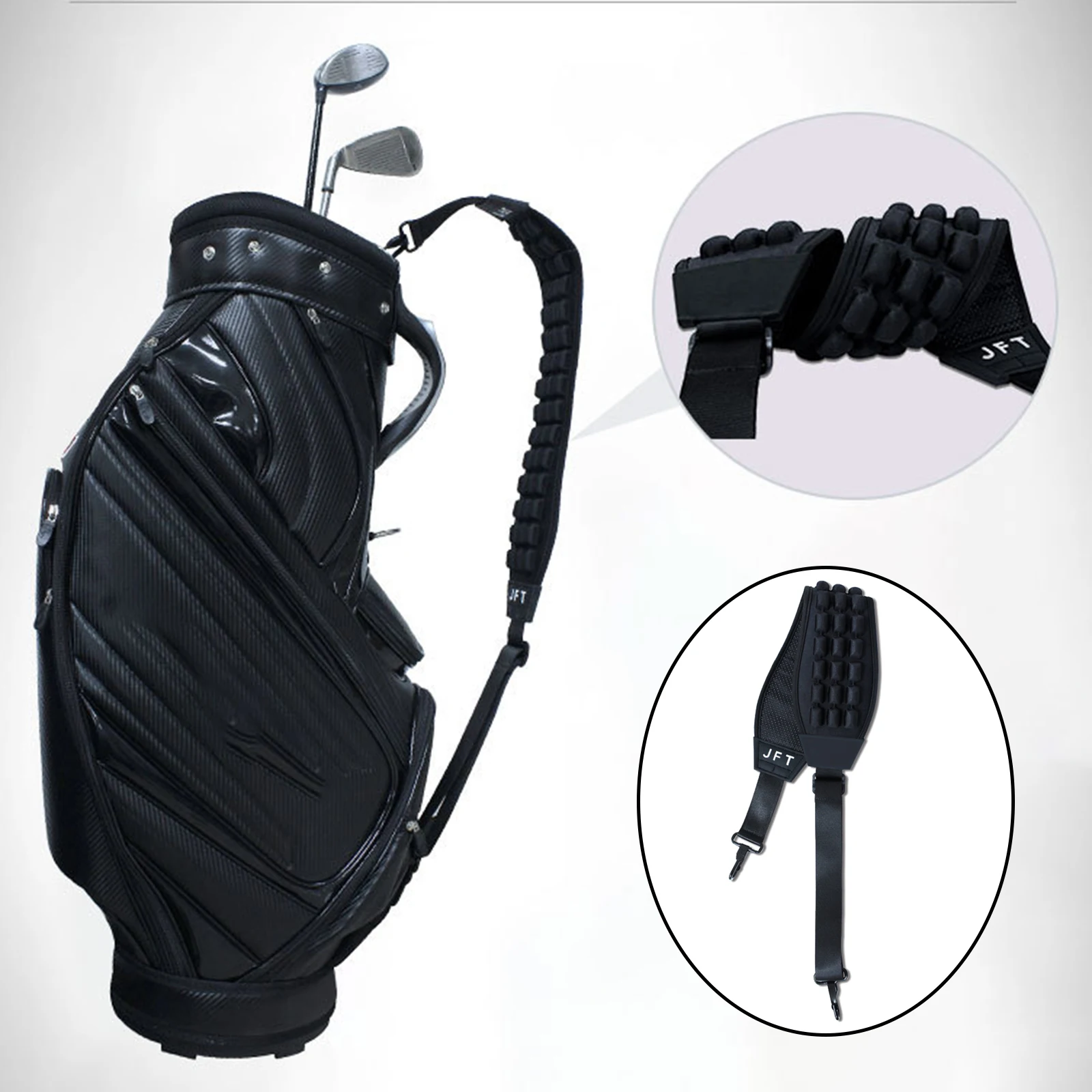 Golf Bag Shoulder Strap Thick Padded Replacement Strap Adjustable Black