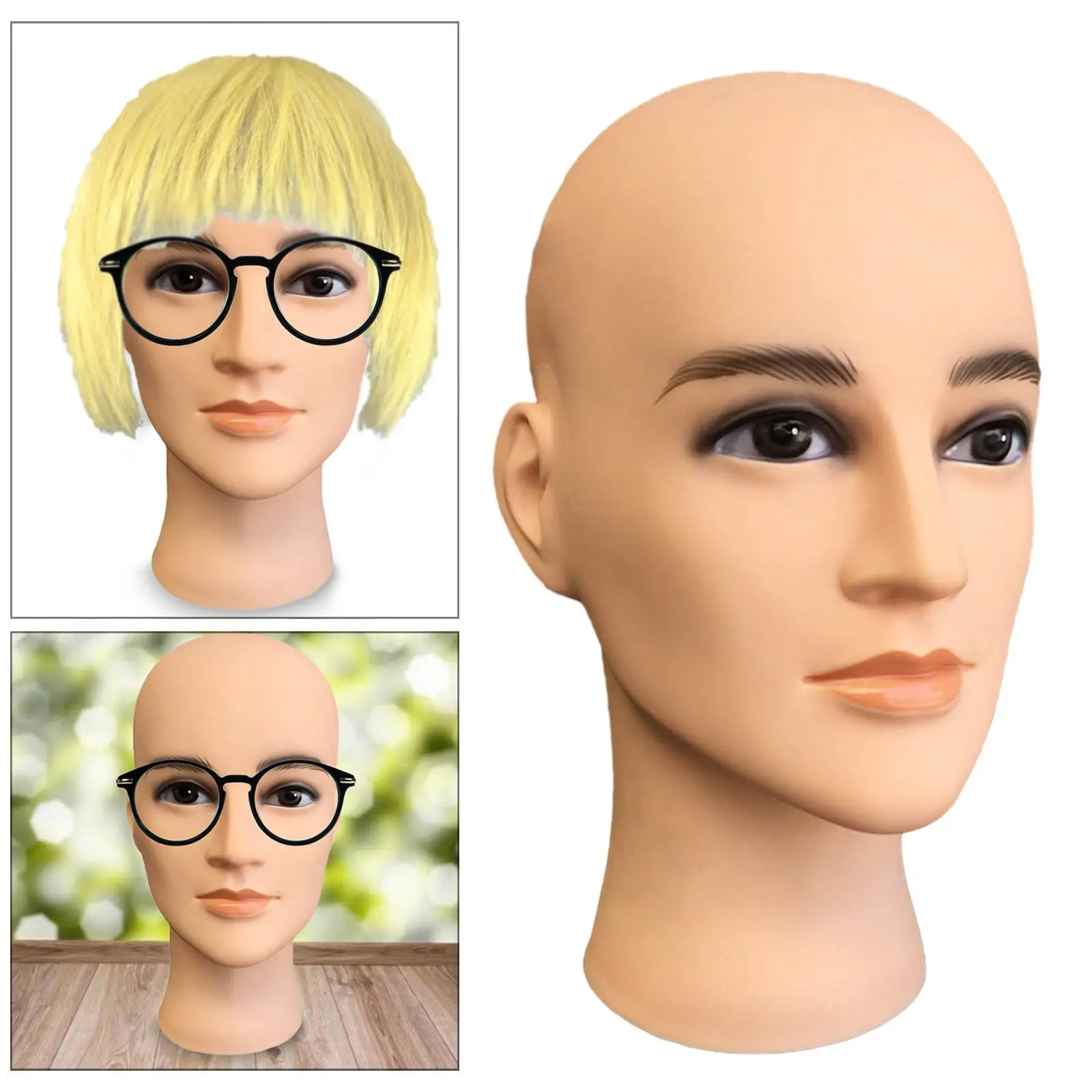 PVC Male Mannequin Head Durable Professional Cosmetology Head for Glasses Hairpieces Wigs Displaying Making Styling Jewelry Hats