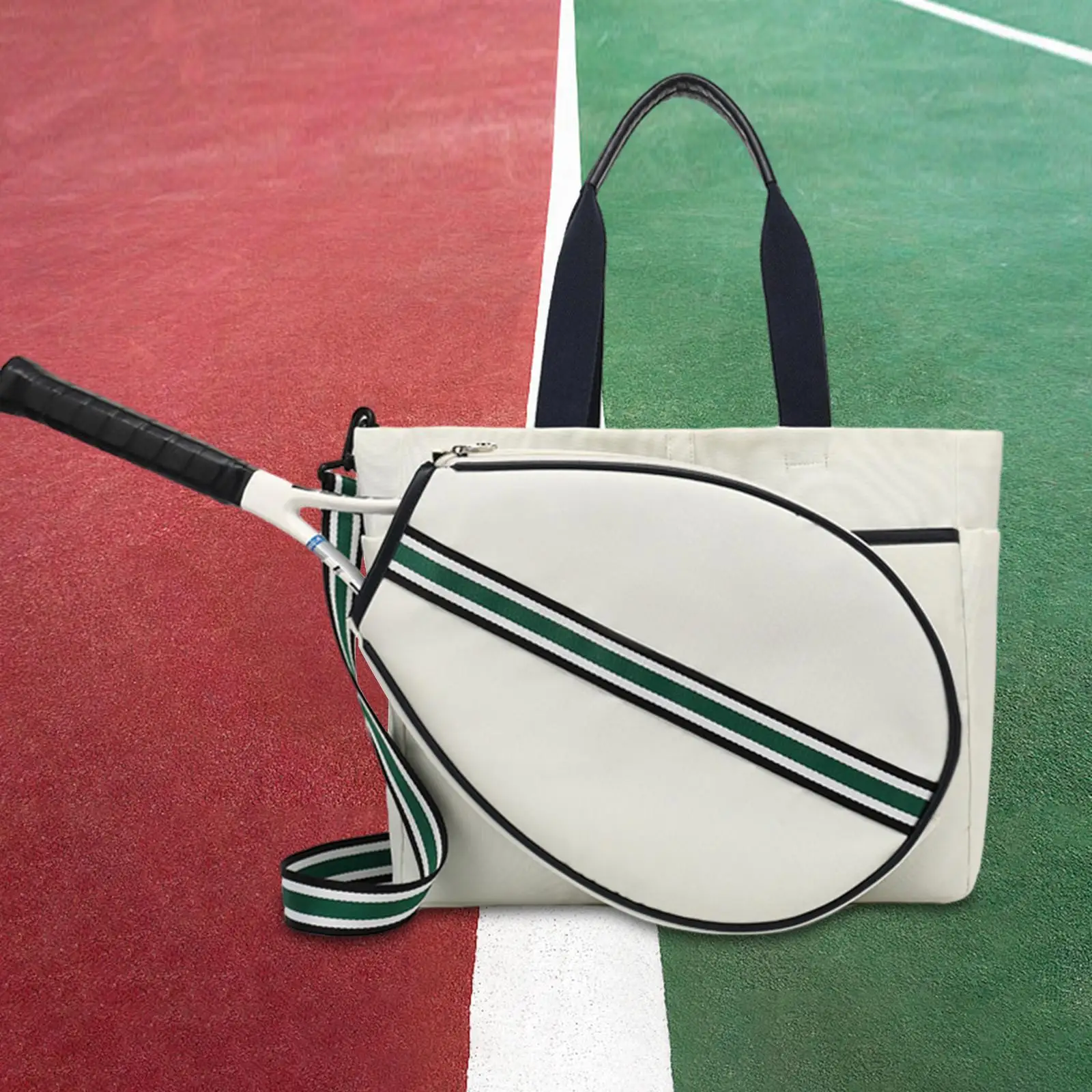 Tennis Tote Bag Rucksack with Detachable Shoulder Strap Detachable Racquet Cover Multipurpose for Women Men Tennis Racquet Bag